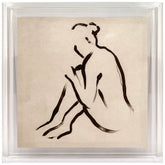 Brush Figure Study II - High Resolution Giclee Printed Canvas Framed in Contemporary Clear Acrylic Frame